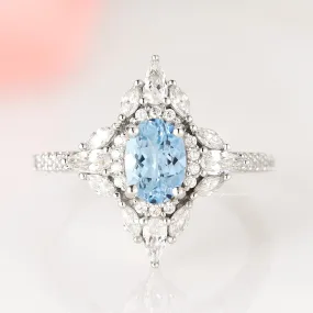 Stella North Star Aquamarine Ring- Sterling Silver