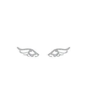 Sterling Silver Angel Wings Earrings with Zircon Gems