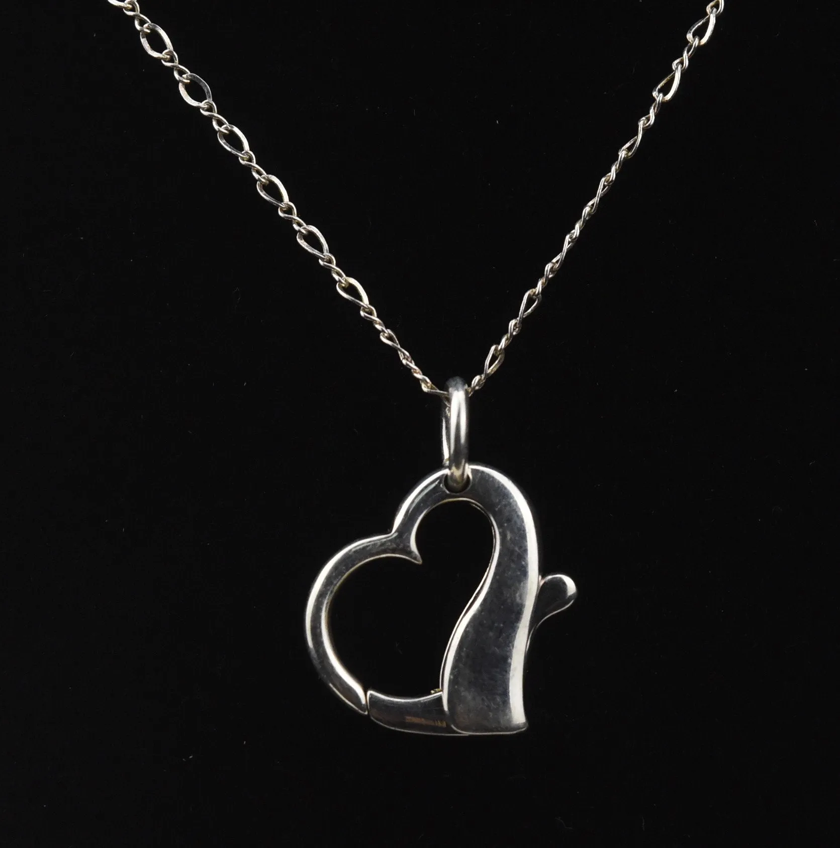 Sterling Silver Hinged Heart Pendant on Sterling Silver Chain Necklace - 21"