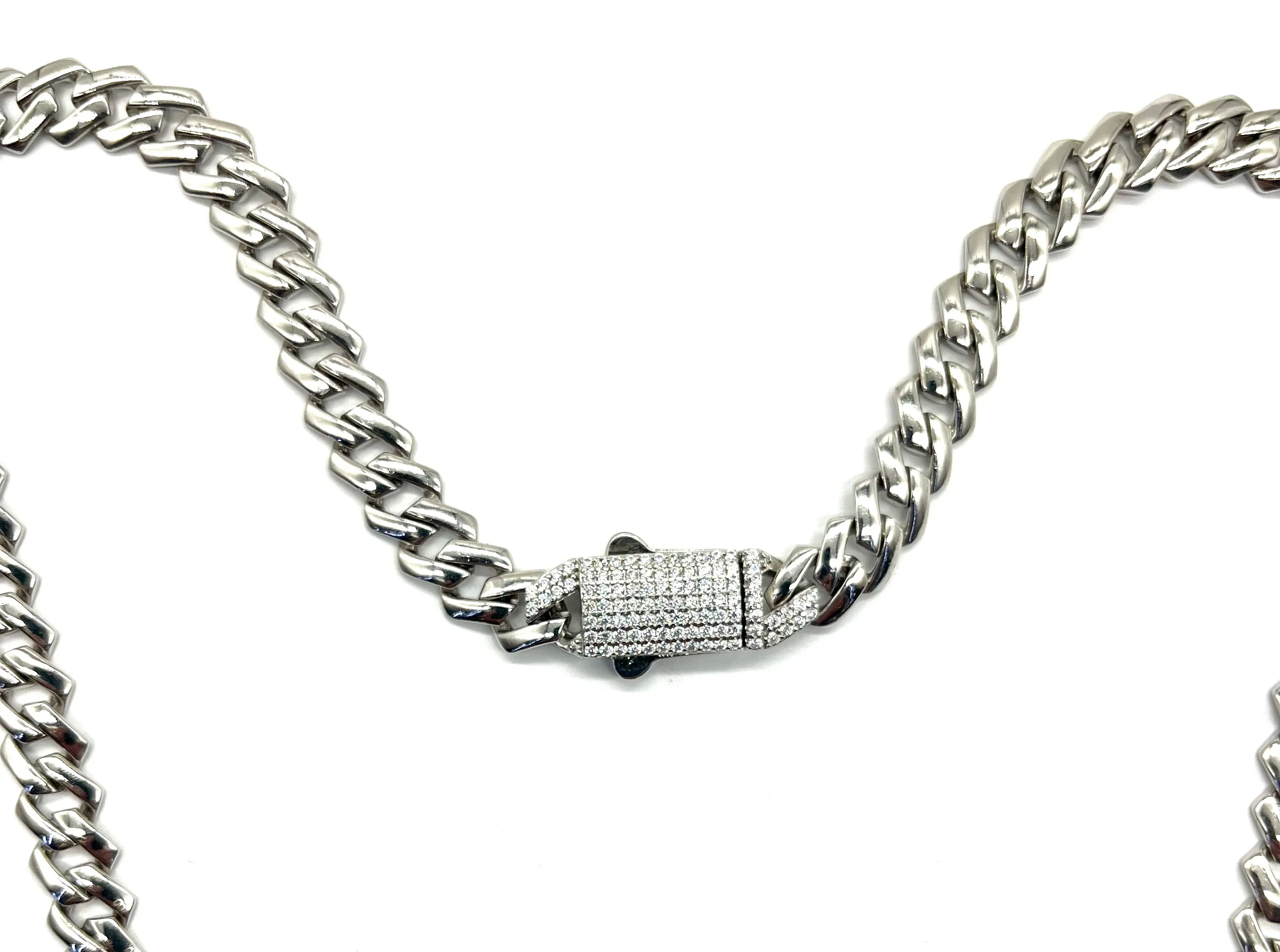 Sterling Silver Monaco Necklace with CZ Clasp