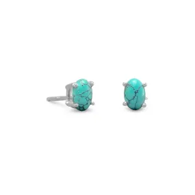 Sterling Silver Oval Turquoise Stud Earrings