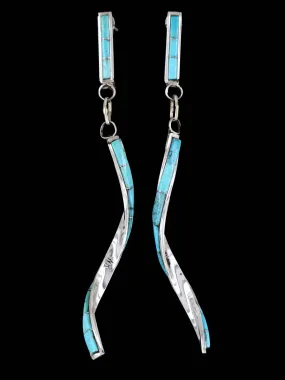 Sterling Silver Turquoise Twisted Post Zuni Earrings