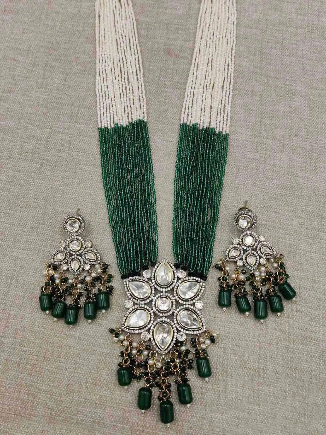 Stone Studded Long Necklace Set