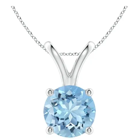 Stunning 2.00ctw Aquamarine Solitaire Pendant in 14k White Gold