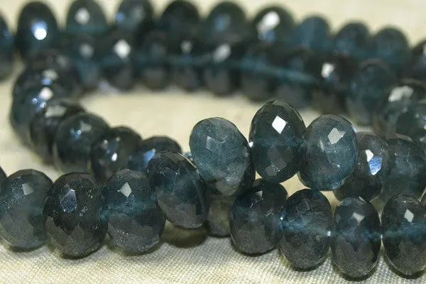 Stunning Graduated Strand of Deep Blue Moss Aquamarine Rondelles