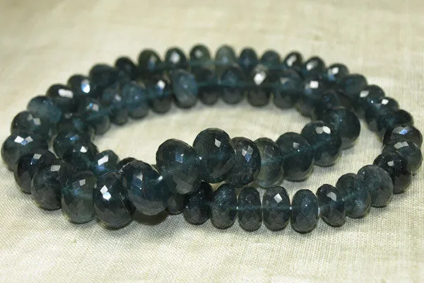 Stunning Graduated Strand of Deep Blue Moss Aquamarine Rondelles