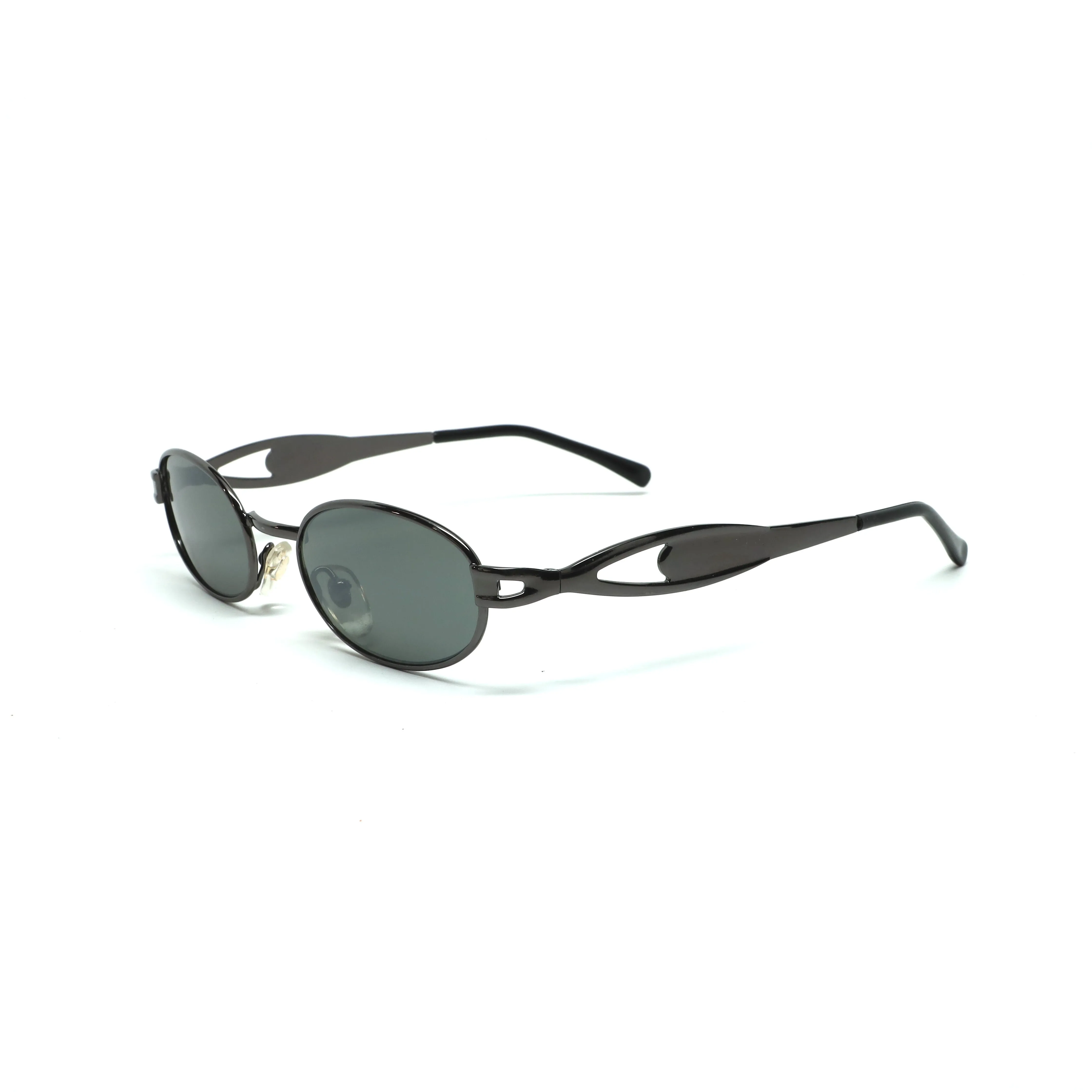 //Style M028//Mini Pharaoh 90s Deadstock Santa Fe Oval Sunglasses - Grey