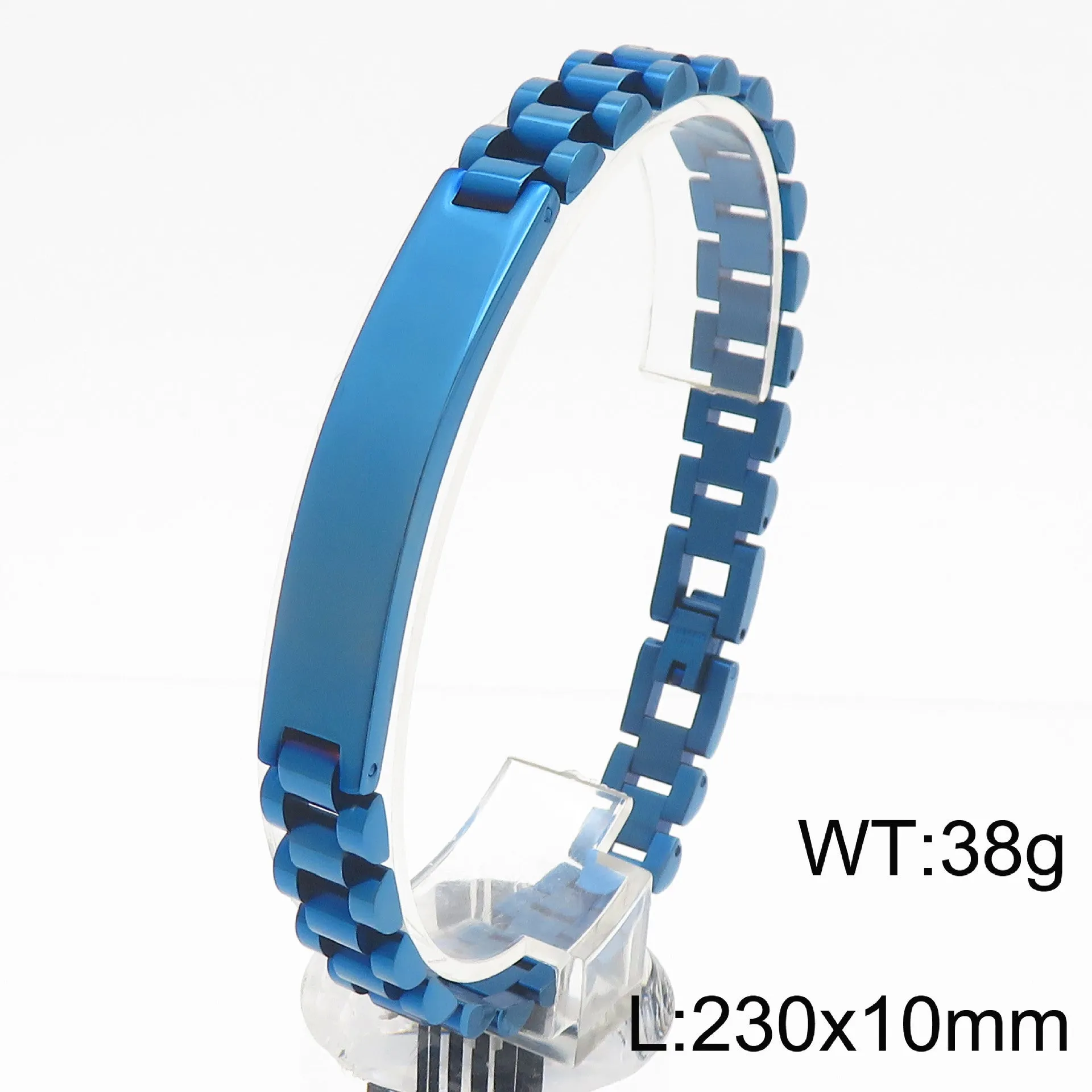 Stylish Customizable Curved Titanium Steel Bracelet for Men with Adjustable Chain