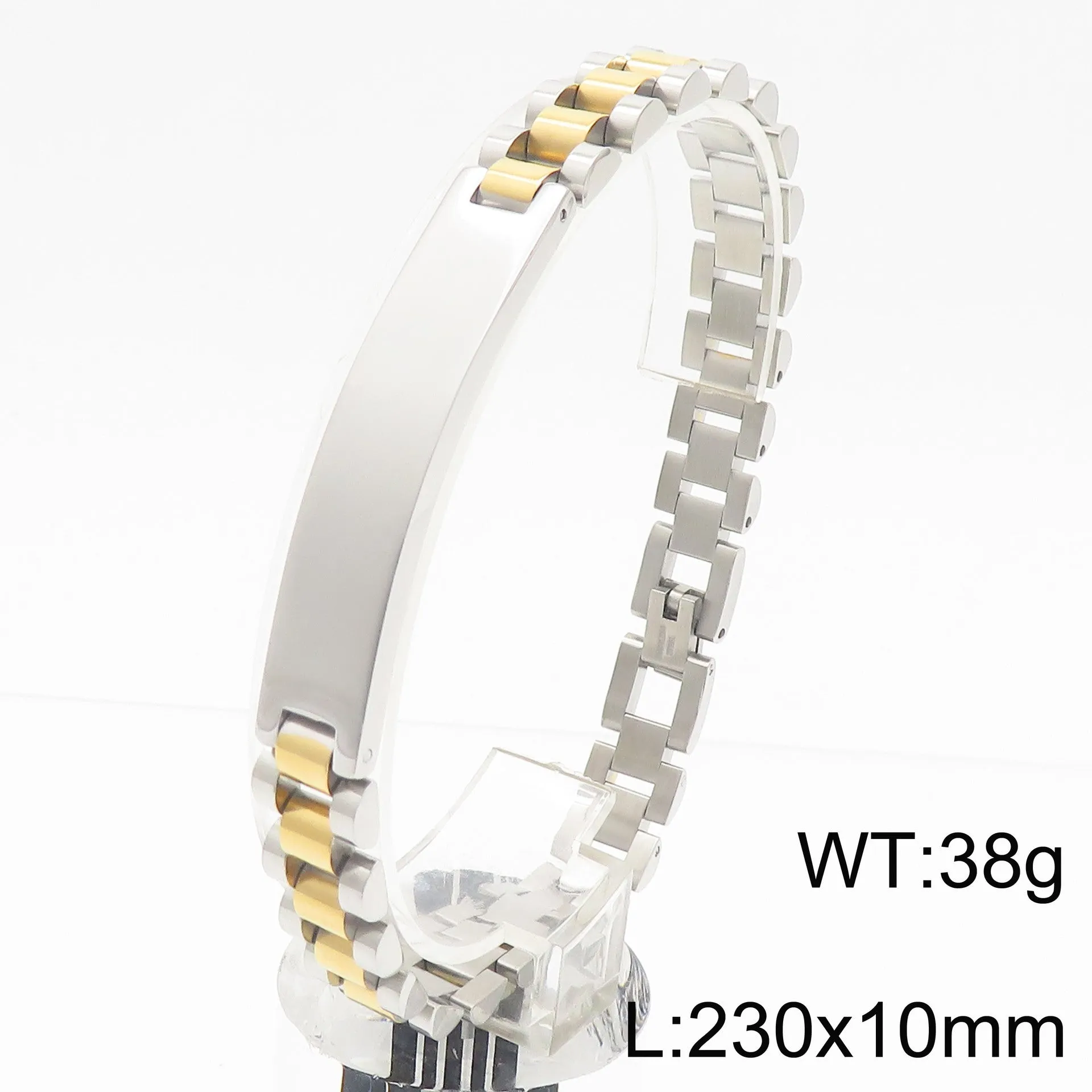 Stylish Customizable Curved Titanium Steel Bracelet for Men with Adjustable Chain