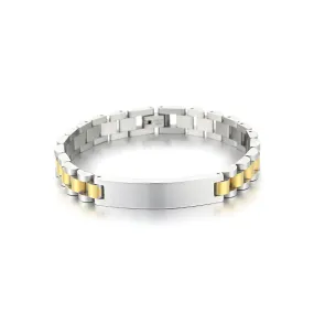 Stylish Customizable Curved Titanium Steel Bracelet for Men with Adjustable Chain