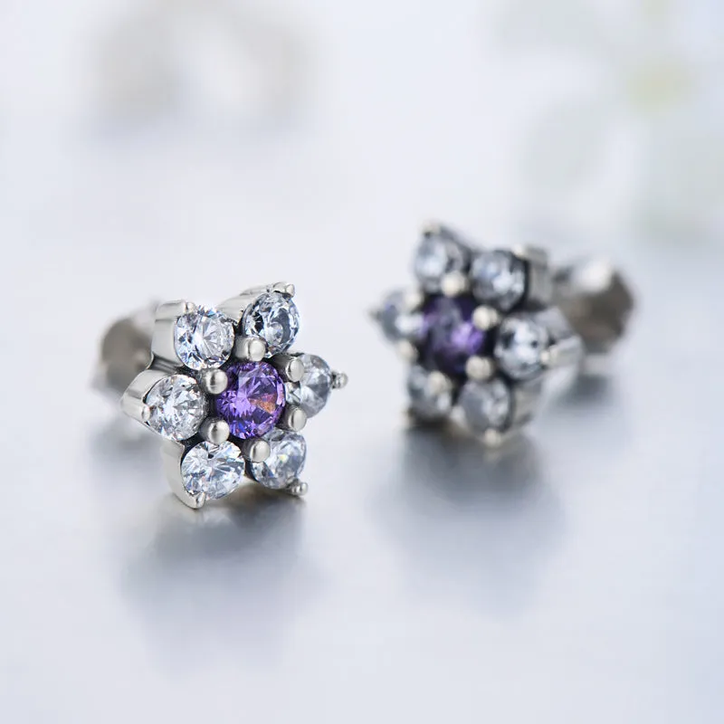 Stylish Customized Sterling Silver Flower Earrings for Women, Trending in Europe and America, Fashionable Cross-border Design with Zircon Inlay, Wholesale Anti-Allergy Earrings