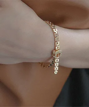 Stylish Gold Copper Overgild Zircon Chain Chain Bracelet AB1058