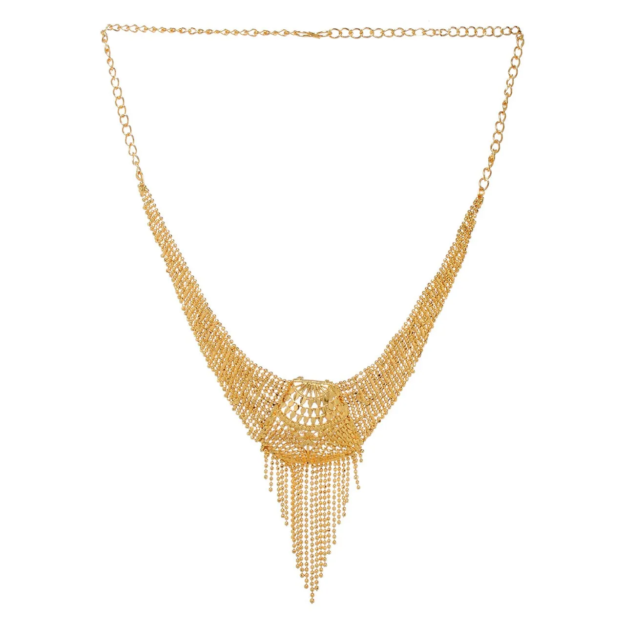 Stylish Golden Plated Fancy Necklace Set For Women and Girls