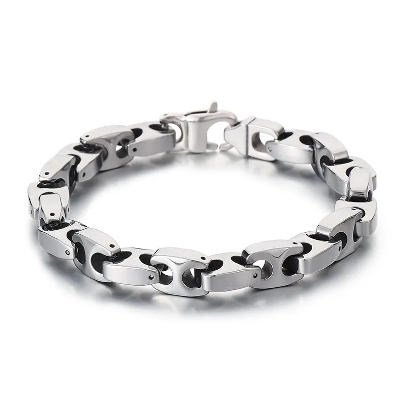 Stylish Personalized Coffee Bean Square Buckle Tungsten Steel Bracelet for Men