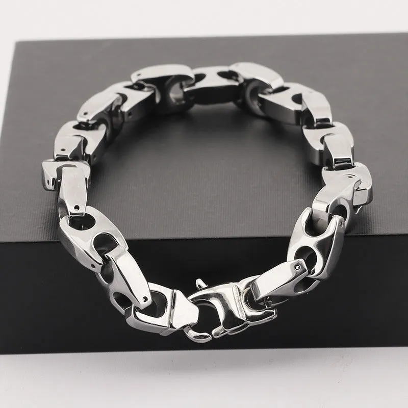 Stylish Personalized Coffee Bean Square Buckle Tungsten Steel Bracelet for Men