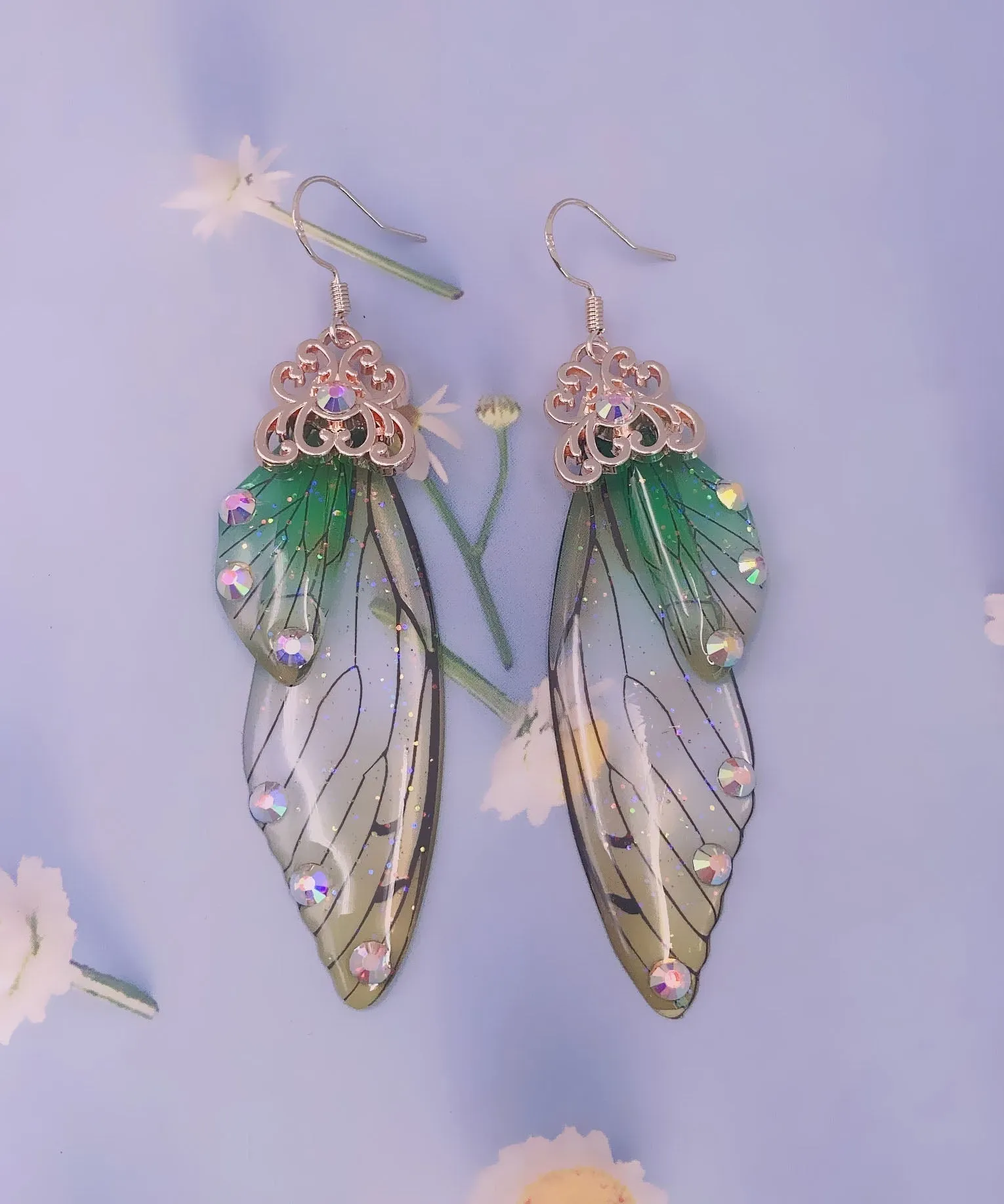 Stylish Purple Acrylic Butterfly Wings Zircon Drop Earrings