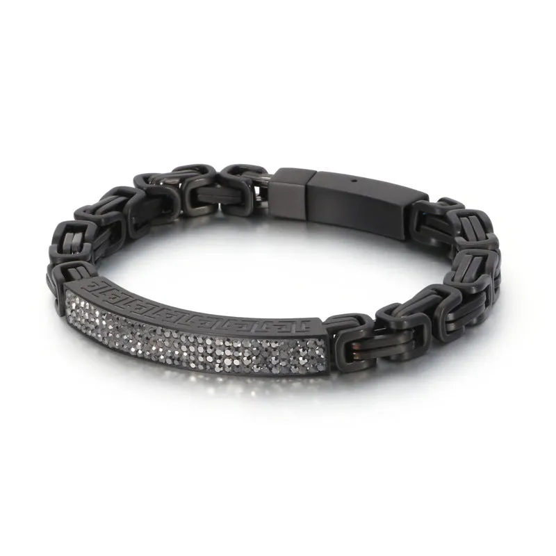 Stylish Stainless Steel Zircon Men's Bracelet - Creative Emperor Chain Inspired by Japanese and Korean Street Trends