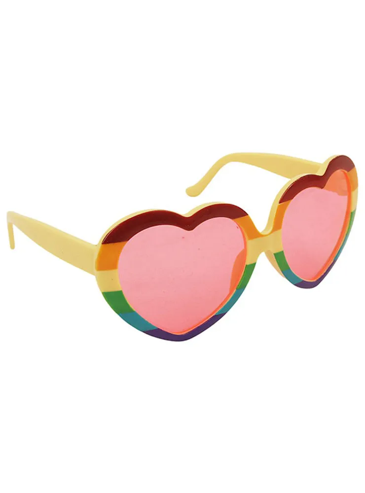 Sweetheart Rainbow Costume Glasses With Pink Lens