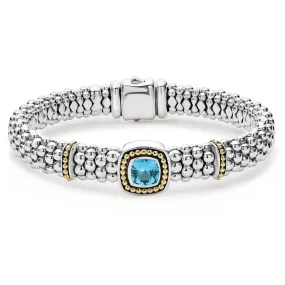 Swiss Blue Topaz Caviar Bracelet | 9mm (Size S )