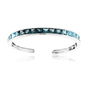 Swiss to London Blue Topaz Gradient Bangle Bracelet