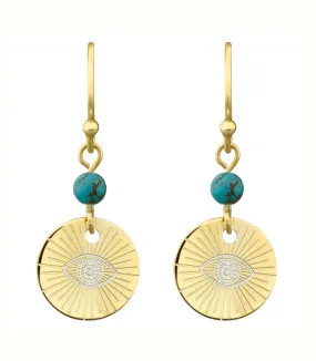 TB Eye of Providence earrings - Gold and Turquoise