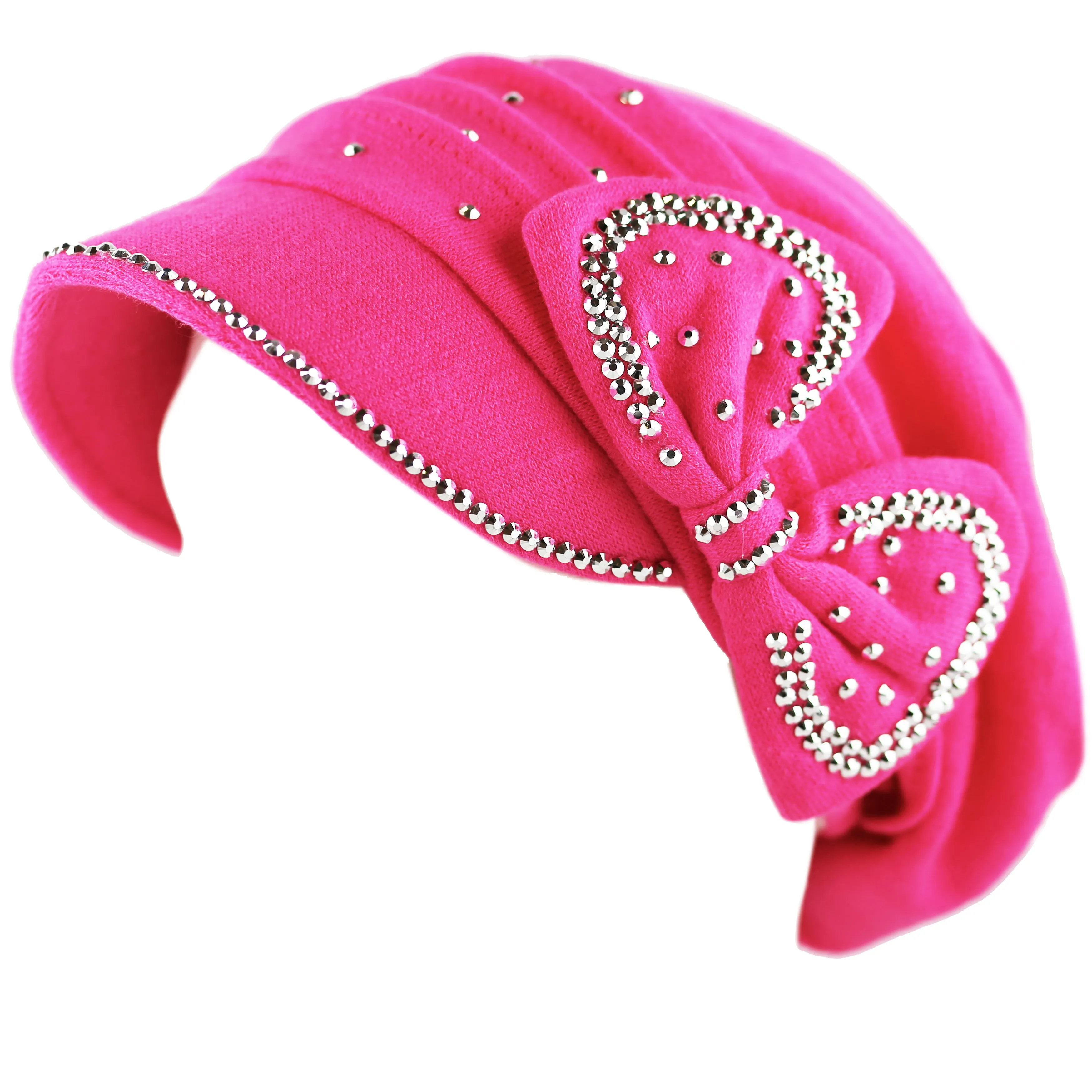 The Hat Depot - Handmade Rhinestone Slouch Visor Beanie