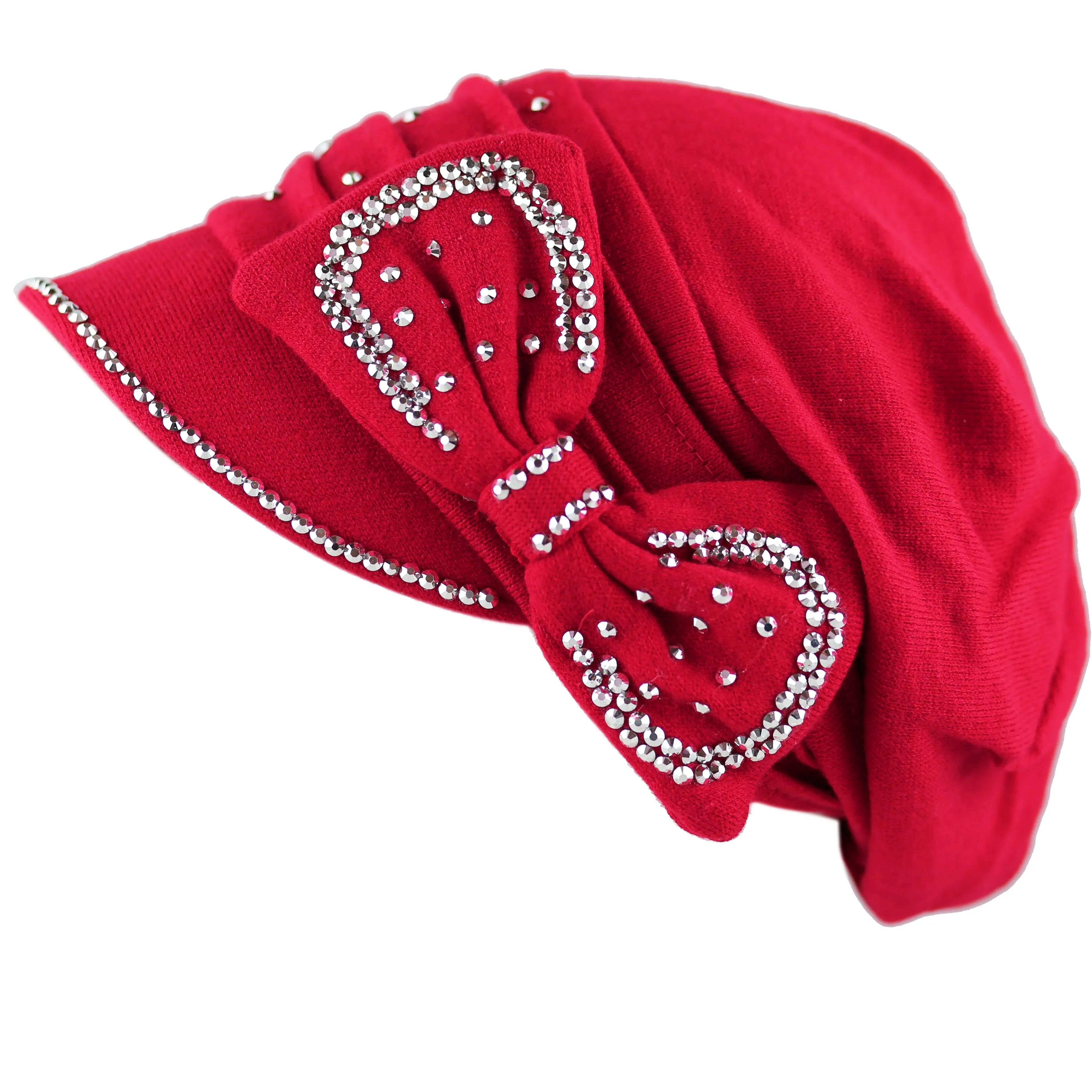 The Hat Depot - Handmade Rhinestone Slouch Visor Beanie