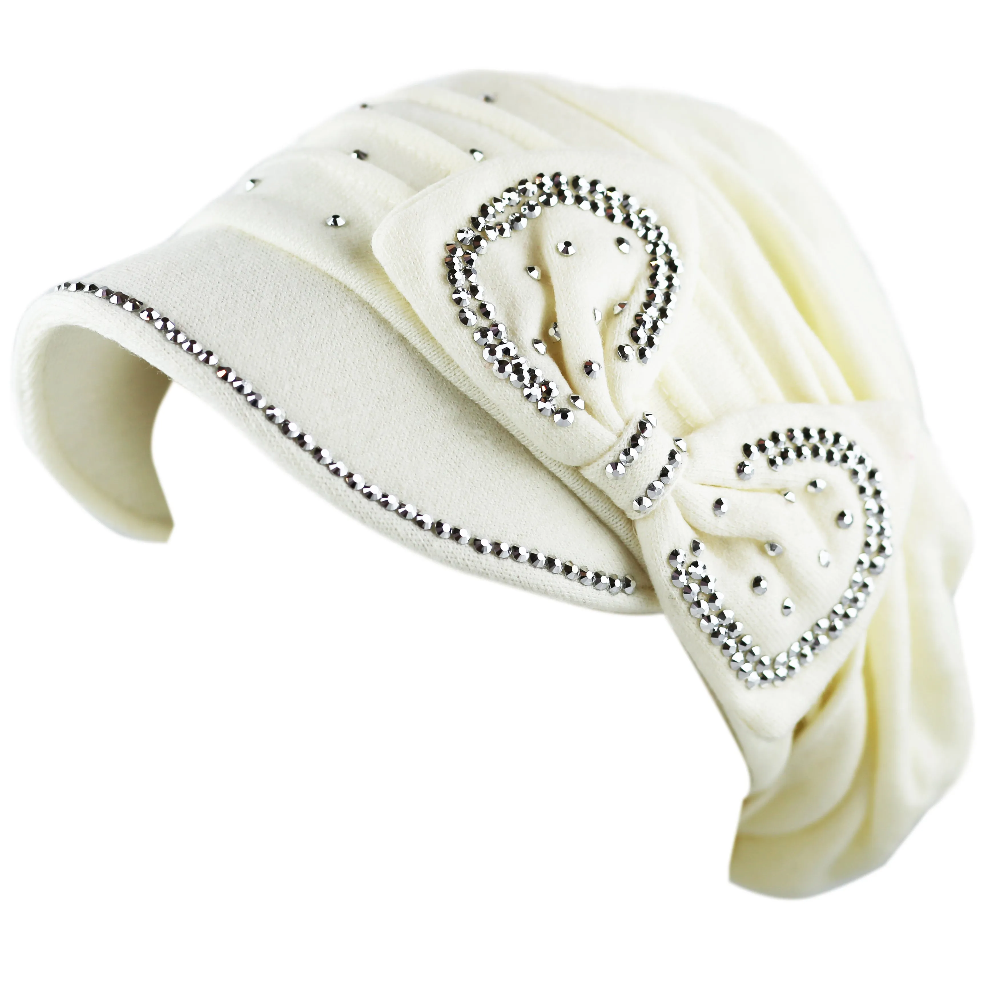 The Hat Depot - Handmade Rhinestone Slouch Visor Beanie