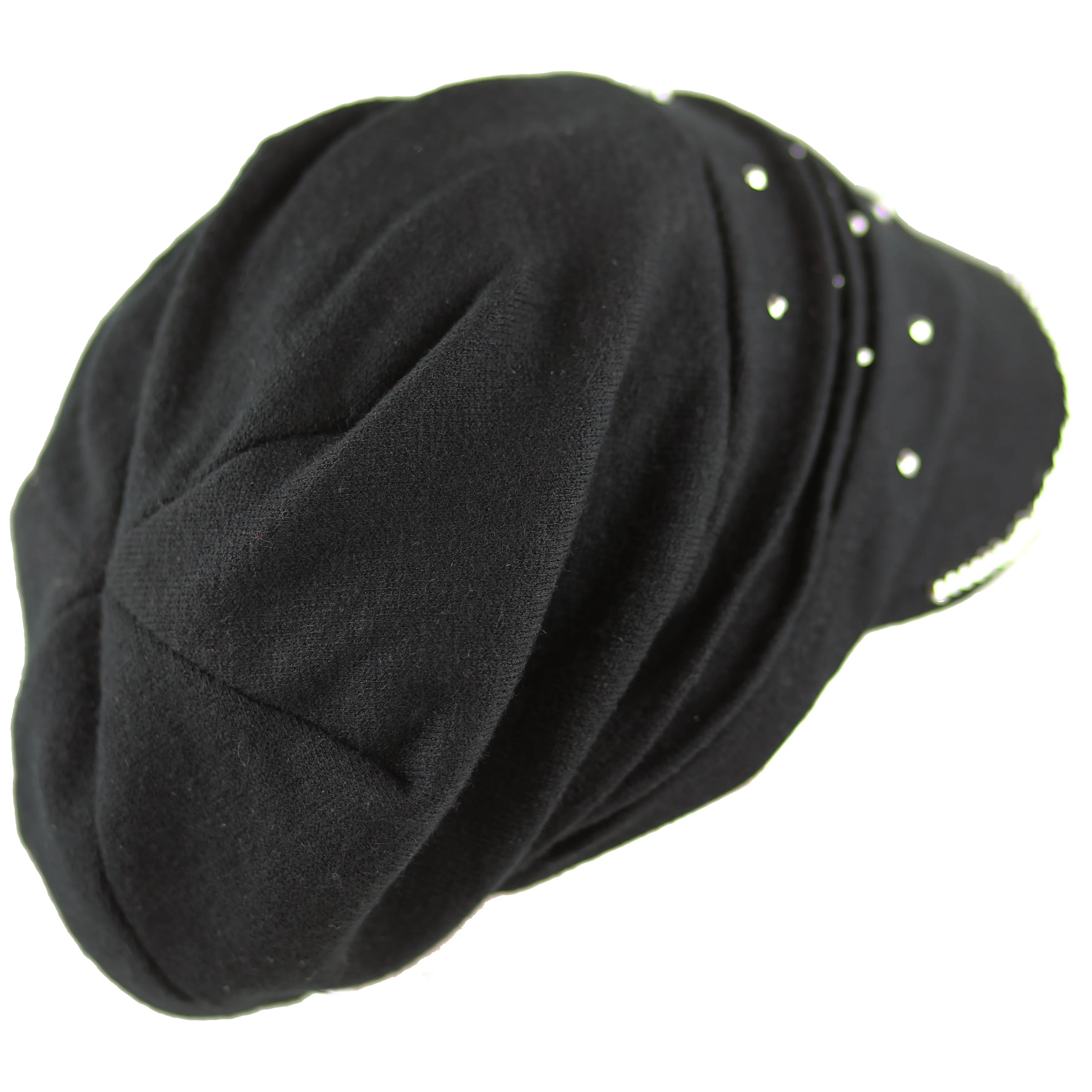 The Hat Depot - Handmade Rhinestone Slouch Visor Beanie