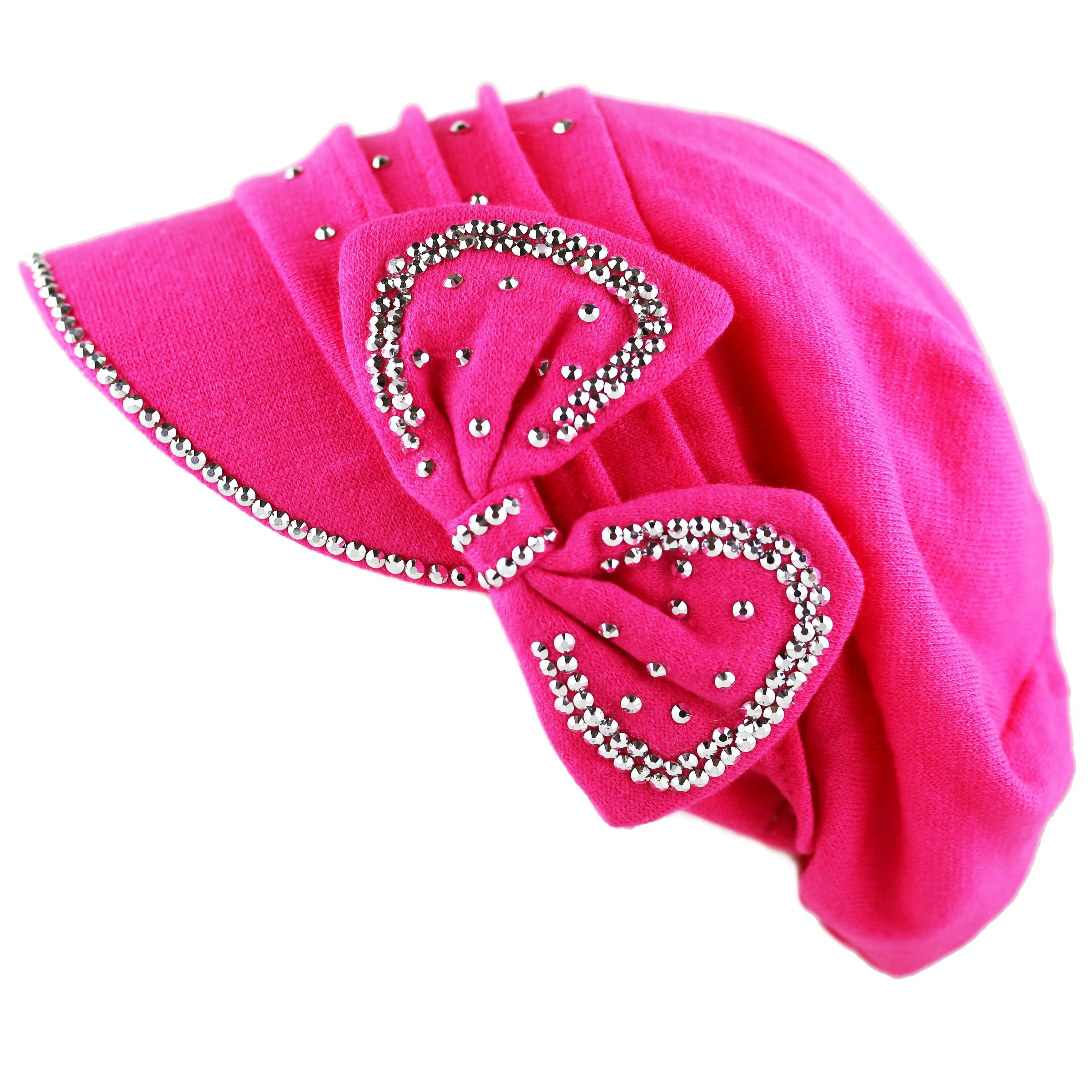 The Hat Depot - Handmade Rhinestone Slouch Visor Beanie