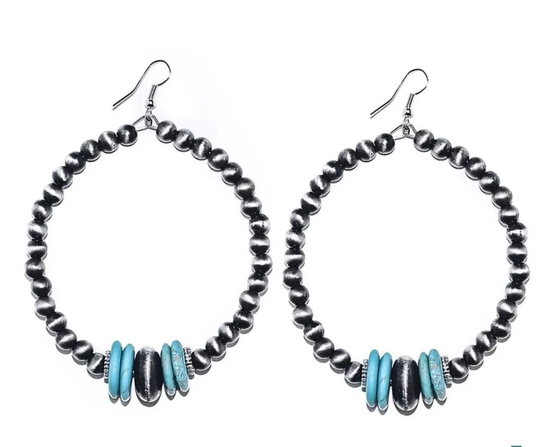 The Holiday Turquoise Navajo Pearl Loop Earrings