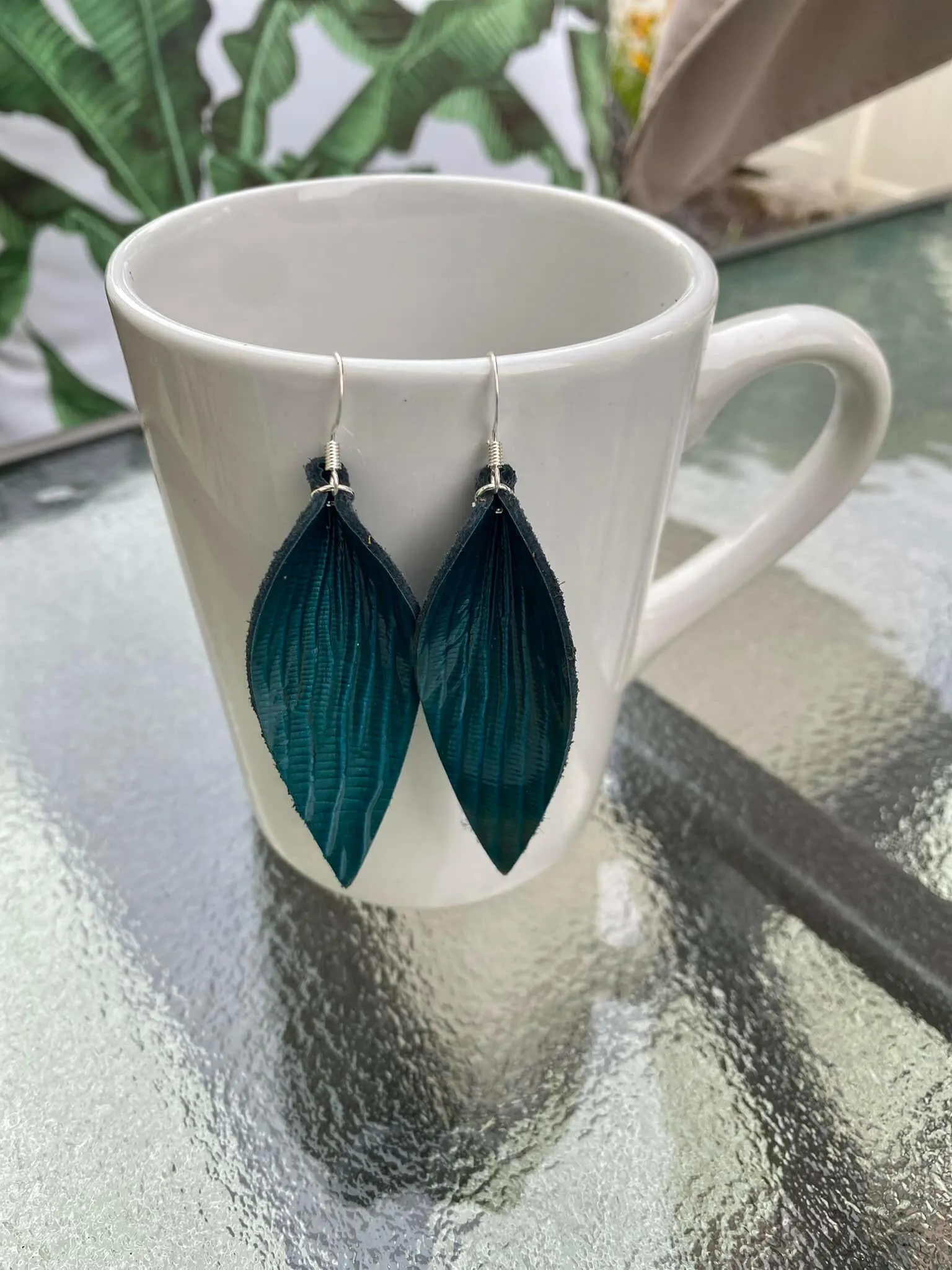 The Leather Leaf Earring - Turquoise