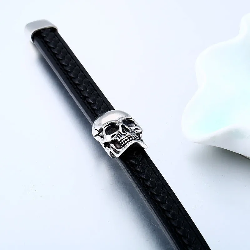 Titanium Steel Men's Personalized Skull Bracelet - Edgy Punk Jewelry for the Bold