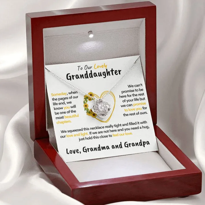 To My Lovely Granddaughter From Grandma & Grandpa Necklace, Family Knot Necklace