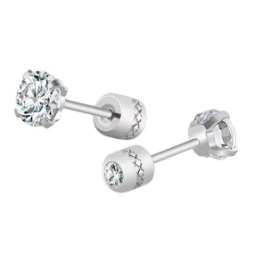 Trendy Titanium Steel Round Zircon Stud Earrings For Women Man Simple Crystal Cubic Zirconia Earings Stainless Steel Jewelry