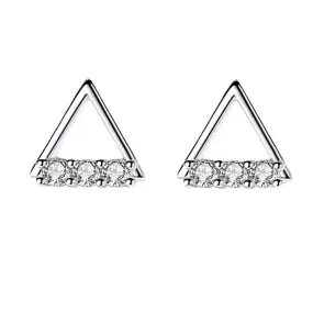 Triangle with Zircon Silver Studs Earrings for Women