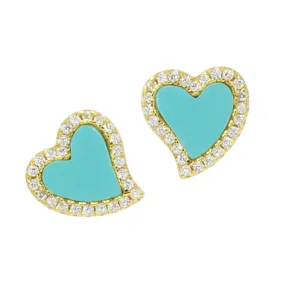 Turquoise Amore Heart Stud Earrings