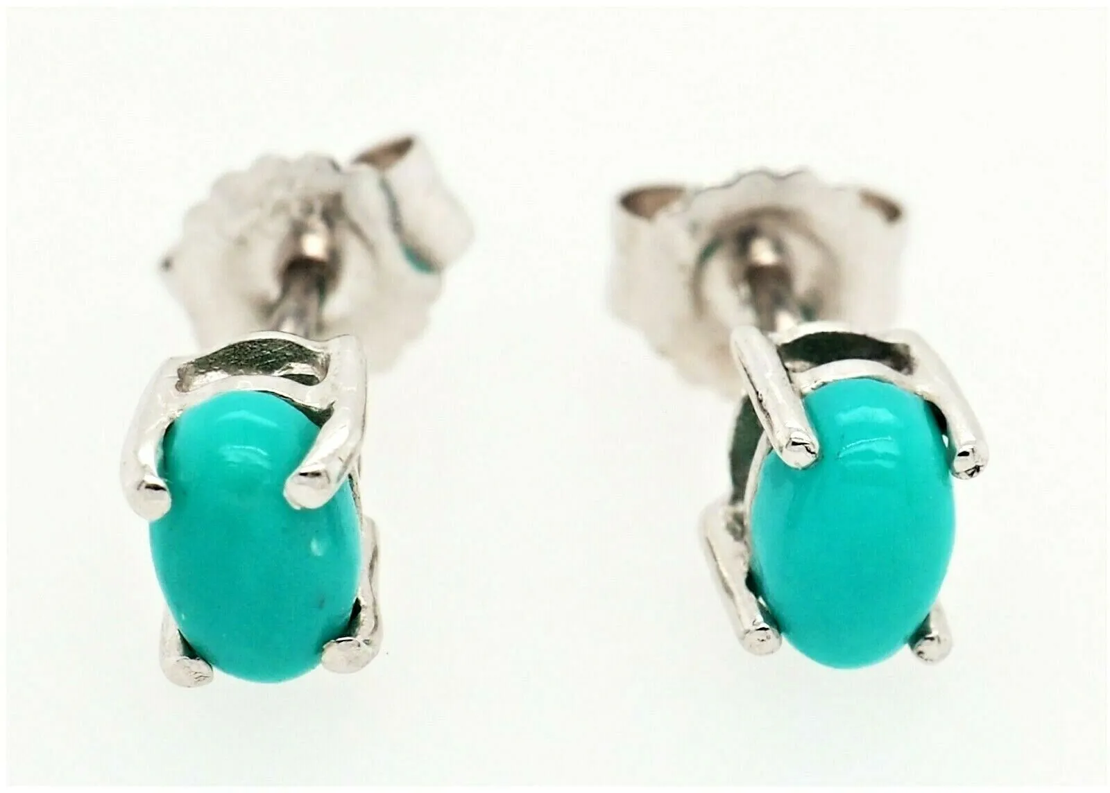 Turquoise & 925 Sterling Silver Stud Earrings Fine Jewellery Pierced Ears