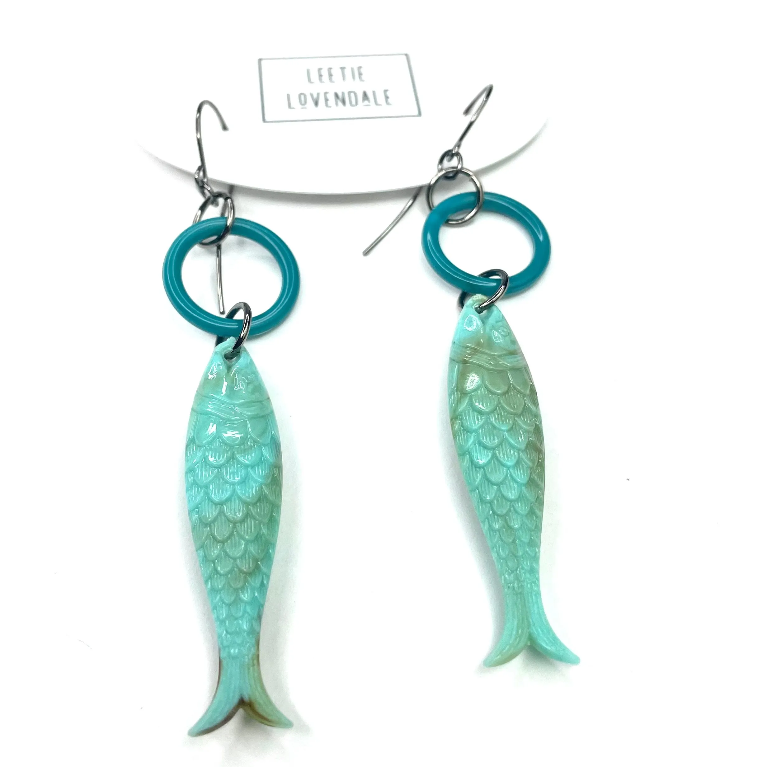 Turquoise & Teal Fish A Lure-Ing Earrings