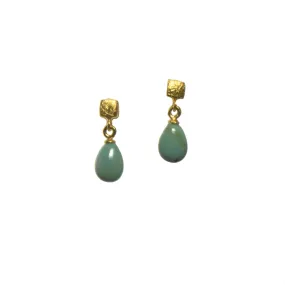 Turquoise Cube Polished Earrings Fair Trade 24k Gold Vermeil