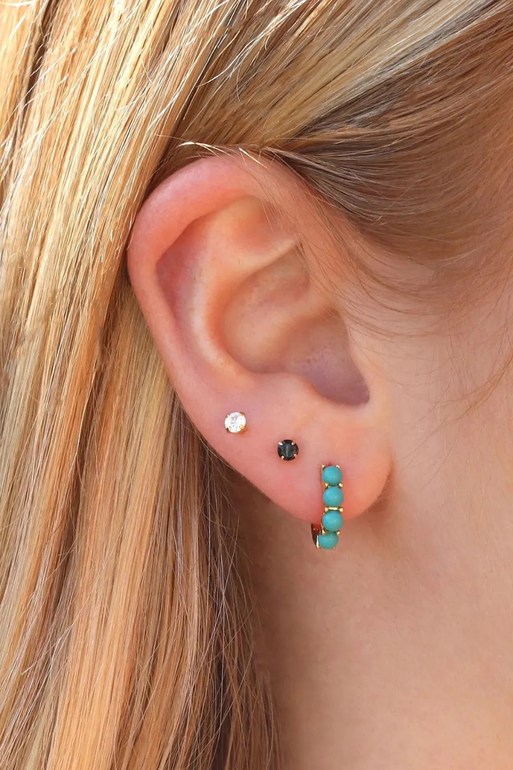 Turquoise Huggie Hoop Earrings