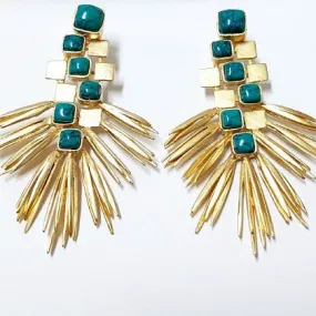 TURQUOISE IN GOLD FIREWORKS EARRINGS