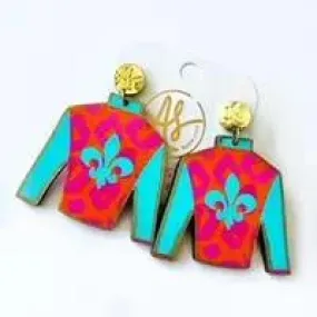 Turquoise Jockey Silk Earring