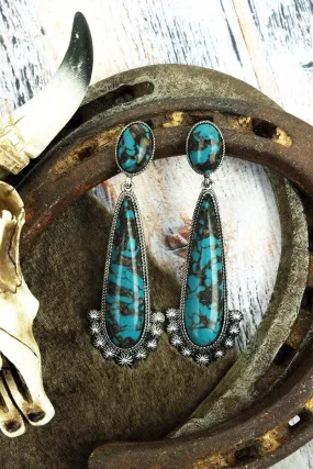 Turquoise Oak Ridge Teardrop Earrings