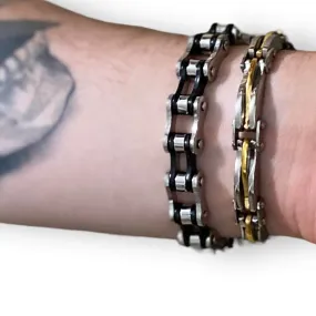 Two Tone Motorcycle Link Chain Bracelet