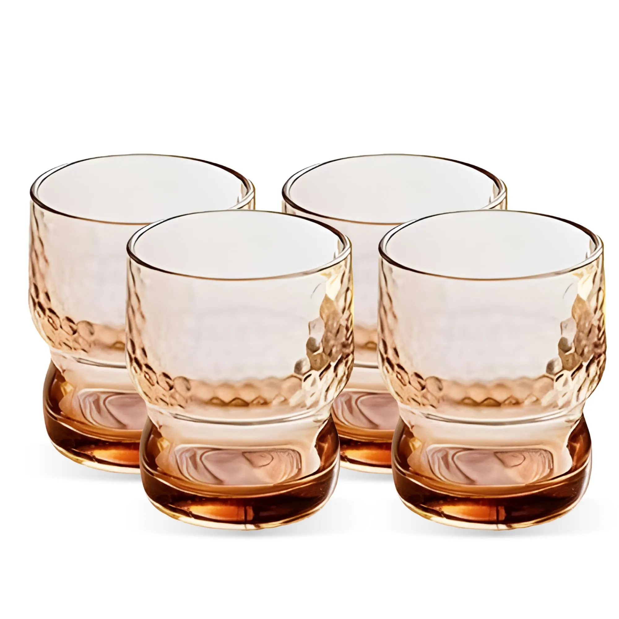 UMAI Water Glasses Set of 4 (300ml Each) | Juice Glasses | Lead Free Drinking Glasses | Kitchen Gift Items | Cold Drink Glass | Cocktail Glass | Kaanch Ke Glass | Gift for Men (Amber)