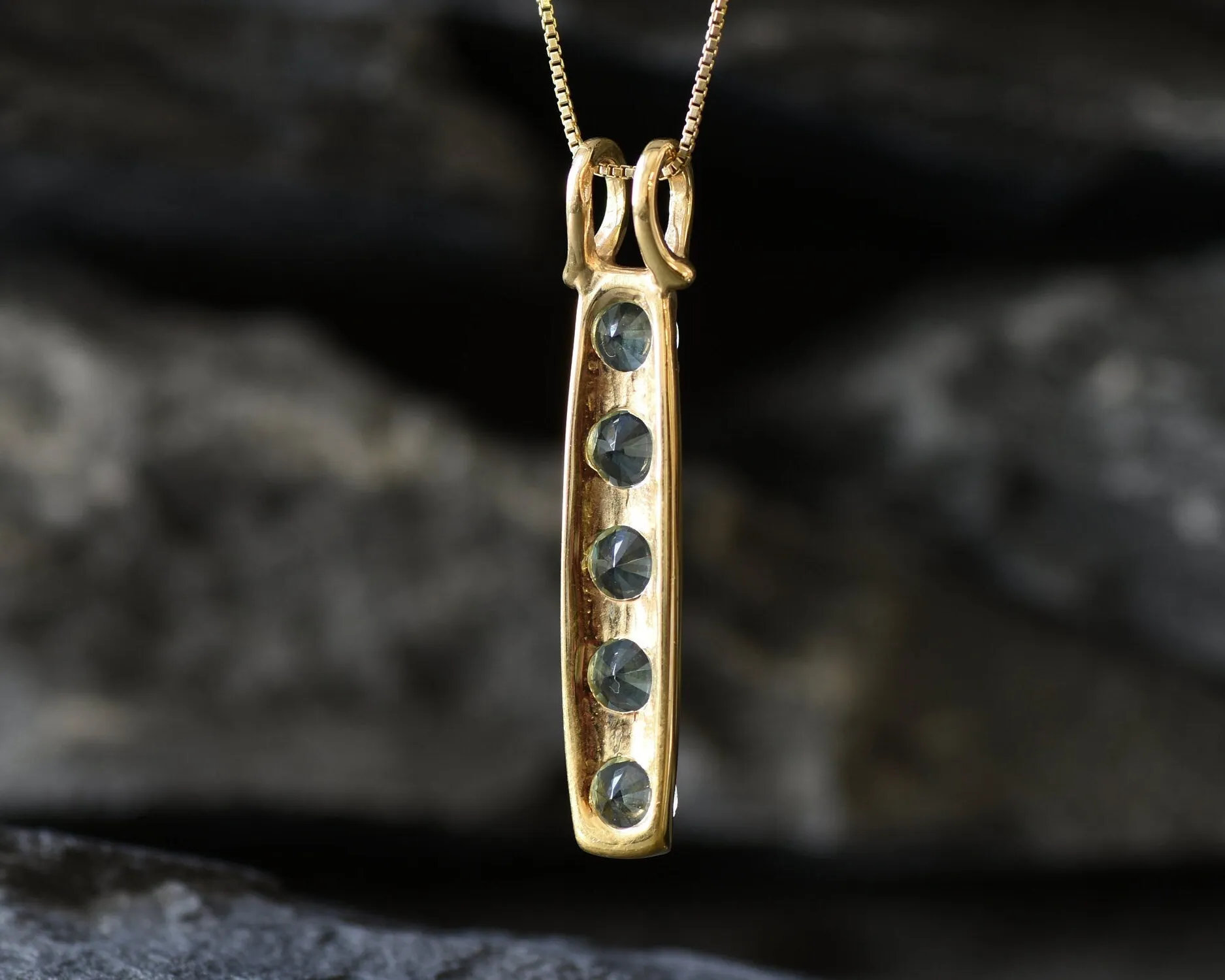 Vertical Aquamarine Pendant - Gold Aqua Necklace, Blue Aquamarine Necklace