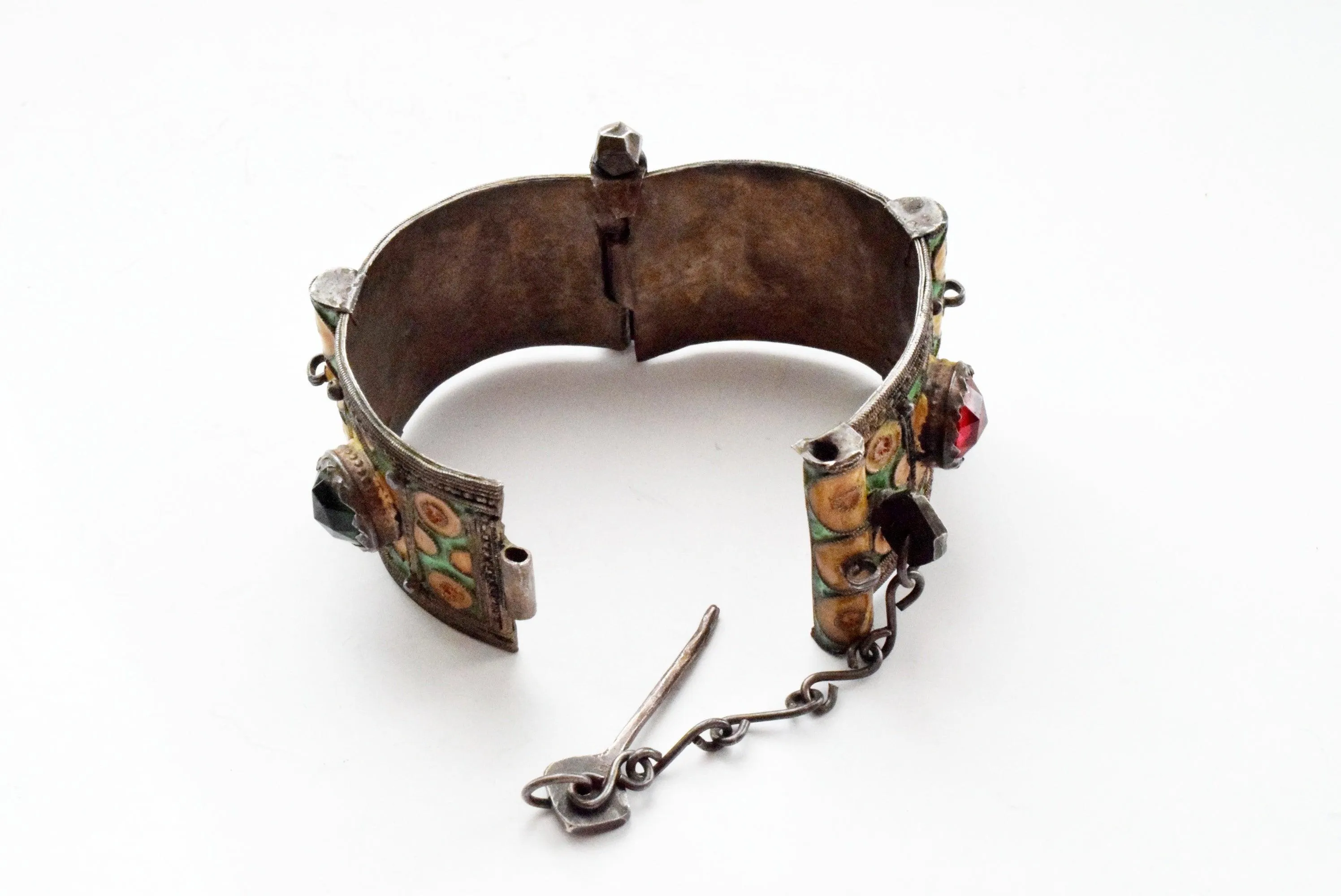 Vintage Berber Enamel Bracelet from Ida Ou Semlal, Morocco