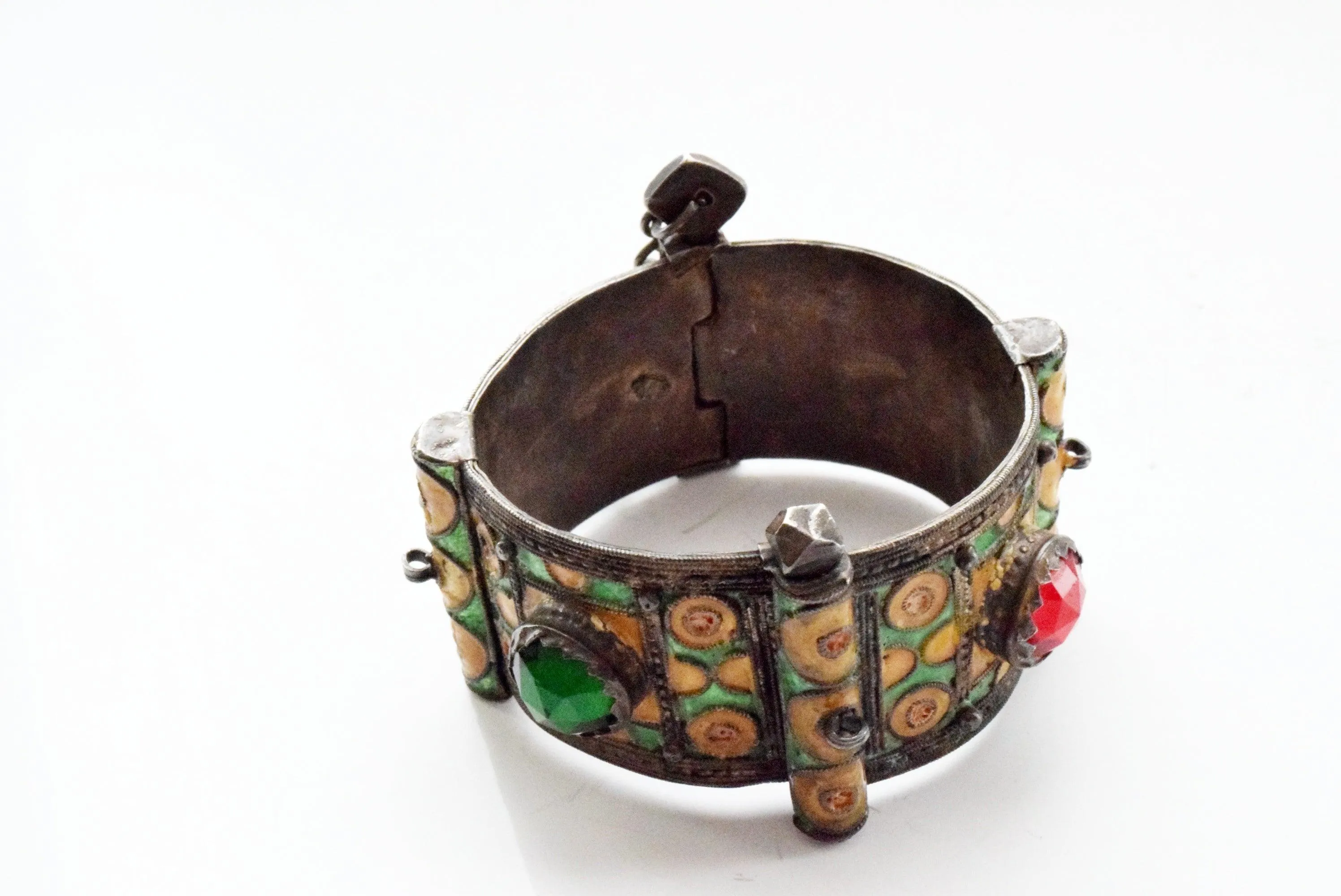 Vintage Berber Enamel Bracelet from Ida Ou Semlal, Morocco