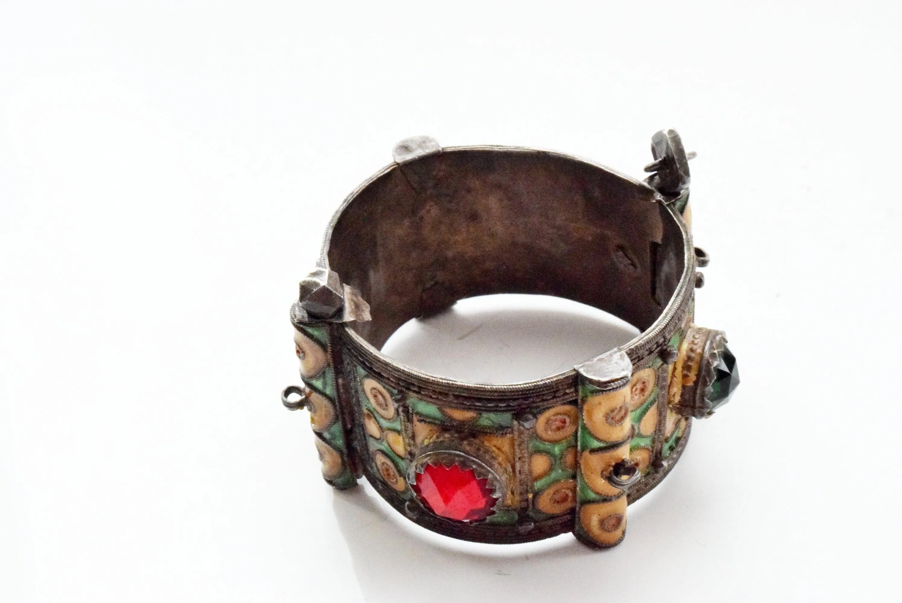 Vintage Berber Enamel Bracelet from Ida Ou Semlal, Morocco